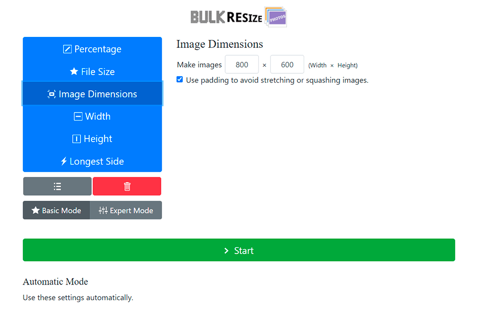 bulk resize free photo resizing software interface