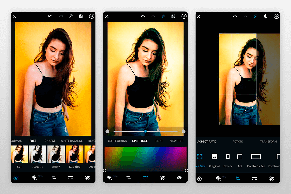 adobe photoshop express photo editing app for android interface