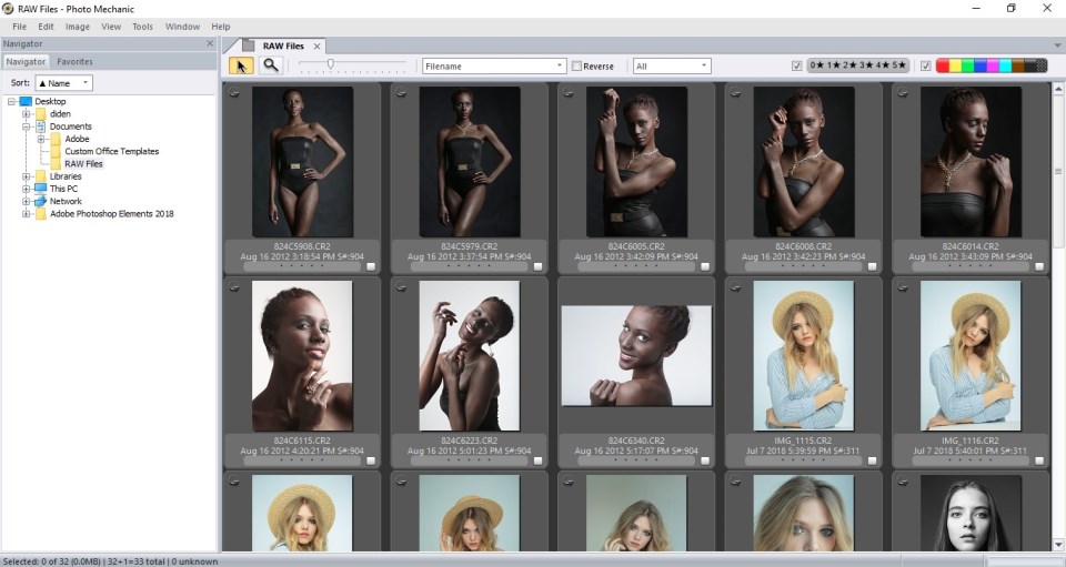 photo mechanic browser interface med preview