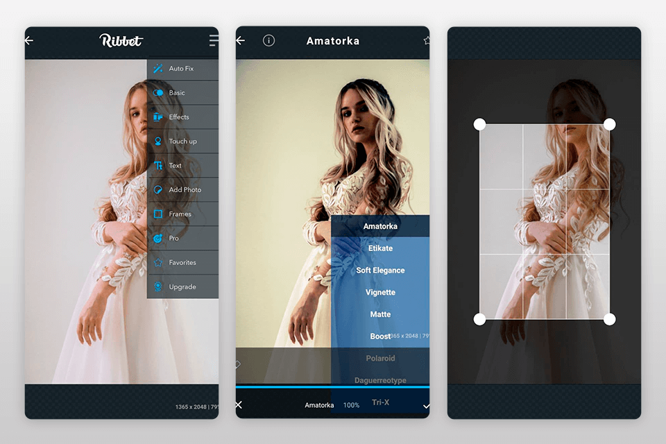 ribbet photo editing app for android interface
