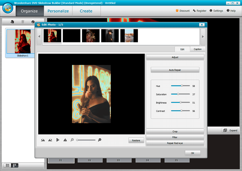 dvd slideshow builder deluxe slideshow maker interface
