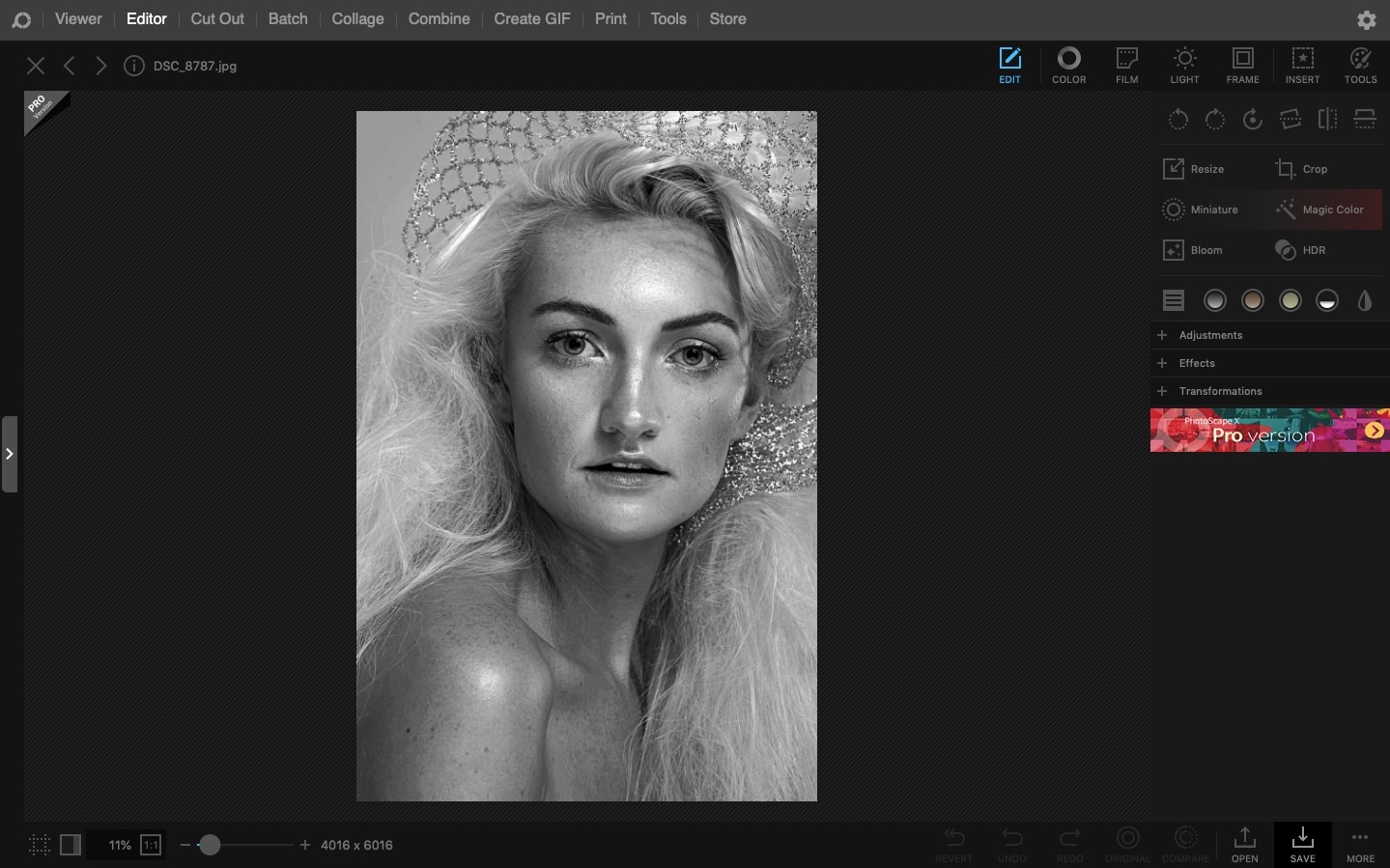 How to convert an image to black and white with Photos for Mac