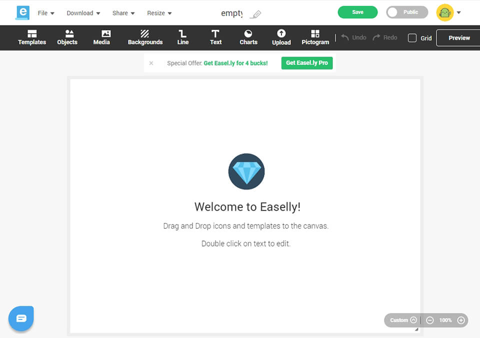 easelly free graphic design software interface