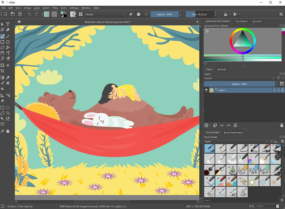 krita free graphic design software interface