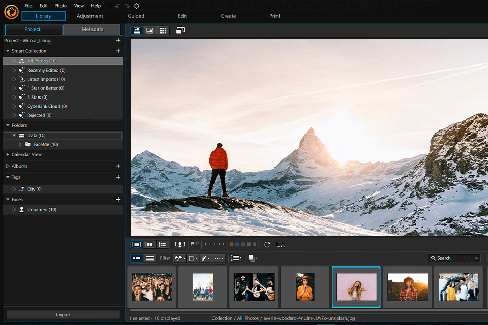 photodirector 365 photo editing software for pc working process