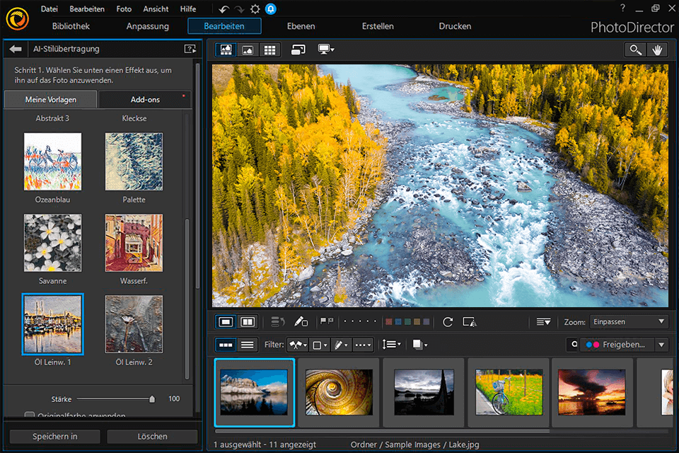 photodirector 365 photo editing software for pc interface