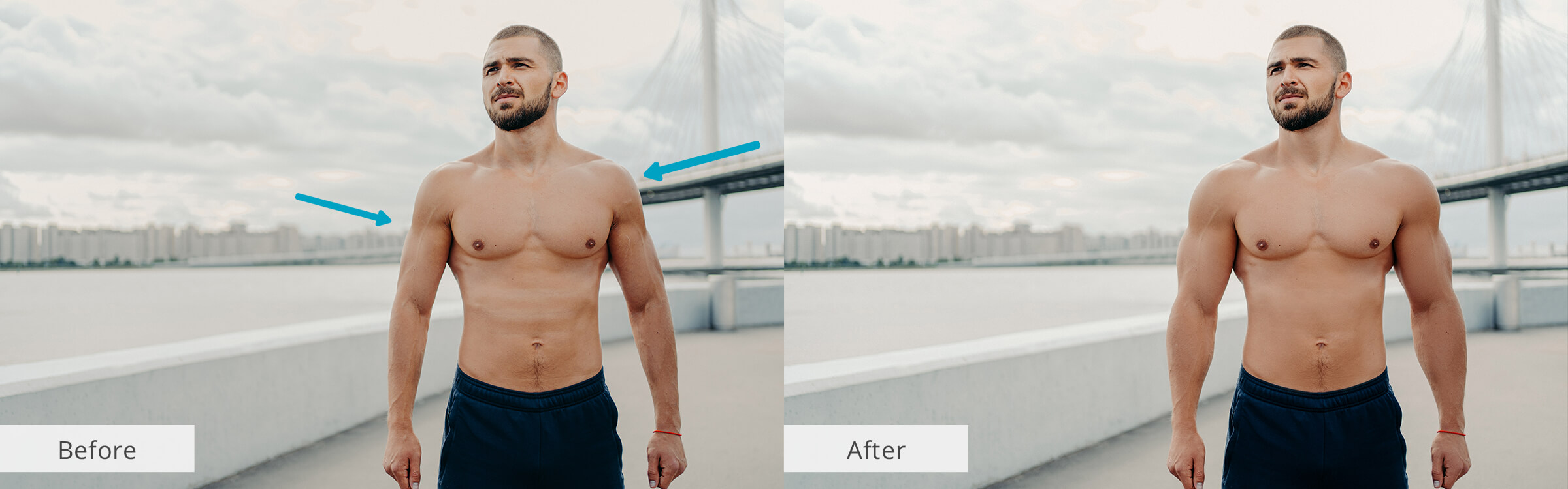 aplikasi photoshop bisep sebelum sesudah