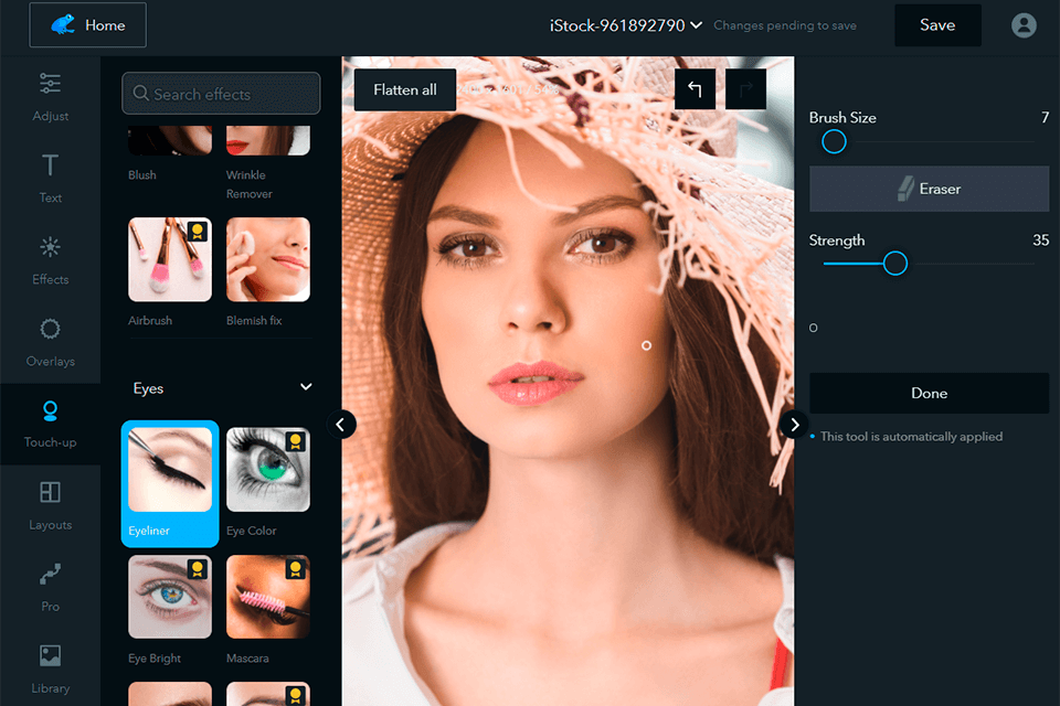ribbet free photo editor interface