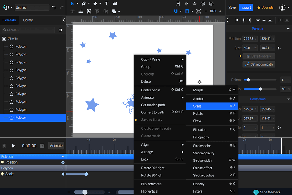 svgator graphic design software screen
