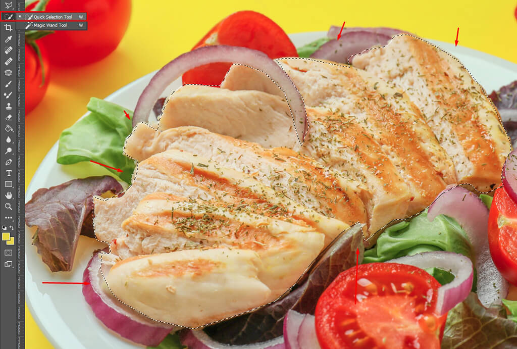 correct food photo colors of meat separately