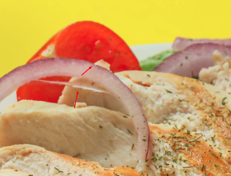 food photos remove tiny imperfections