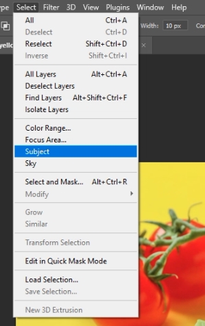 make a food photo quick selection