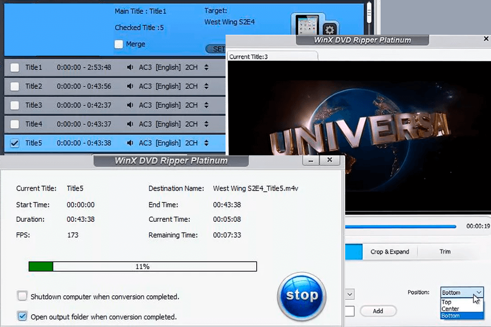 winx dvd ripper platinum dvd copy protection software interface