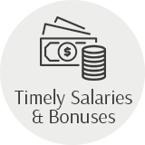 Timely salaries & bonuses money