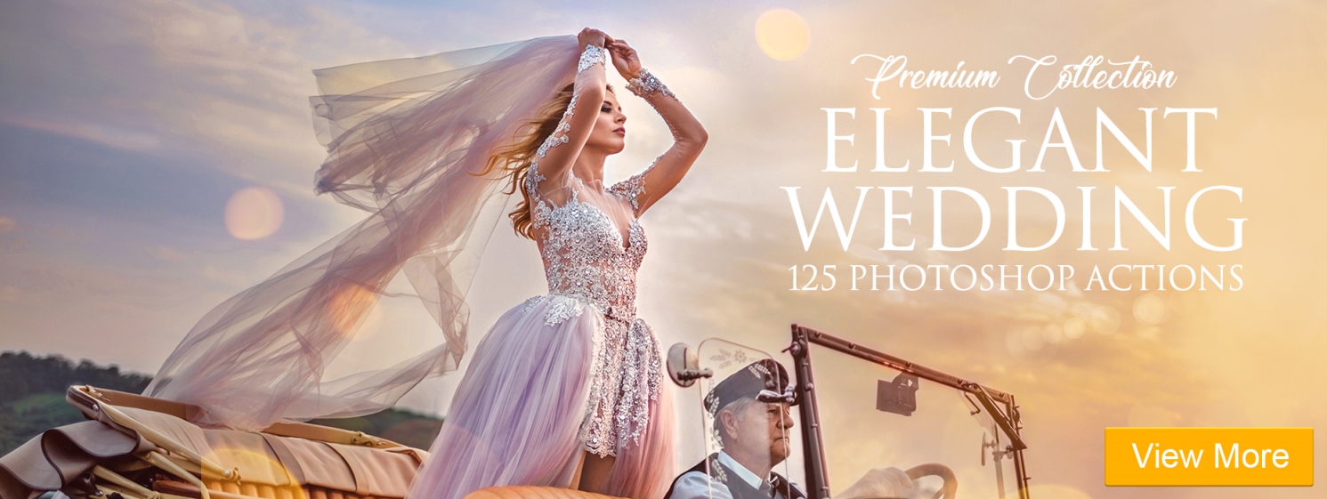 free photoshop actions wedding elegant wedding actions banner girl in wedding dress in a car