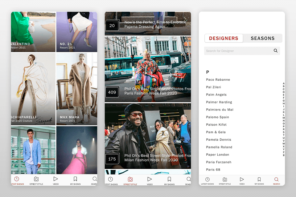 vogue runway interface app for fashion designers