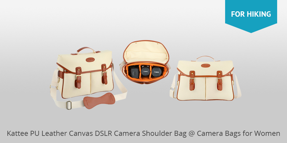 Kattee PU Leather Canvas Bag for Women Photographers