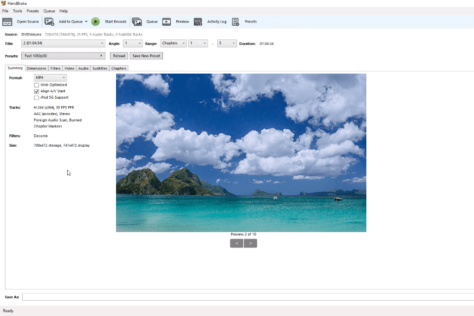 handbrake blu ray ripper interface
