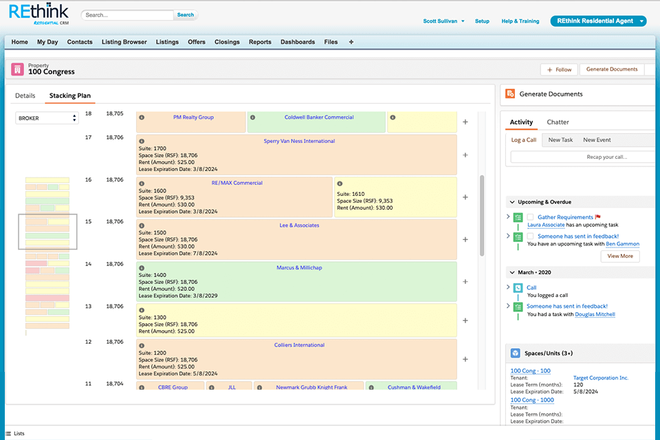 rethink real estate crm software interface