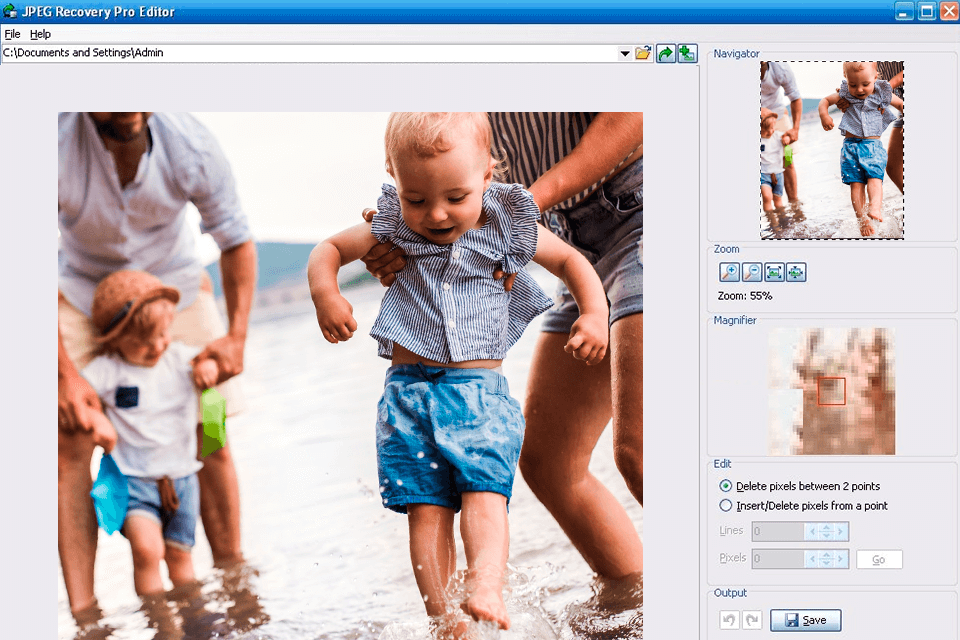 jpeg recovery pro software to repair corrupted jpg interface