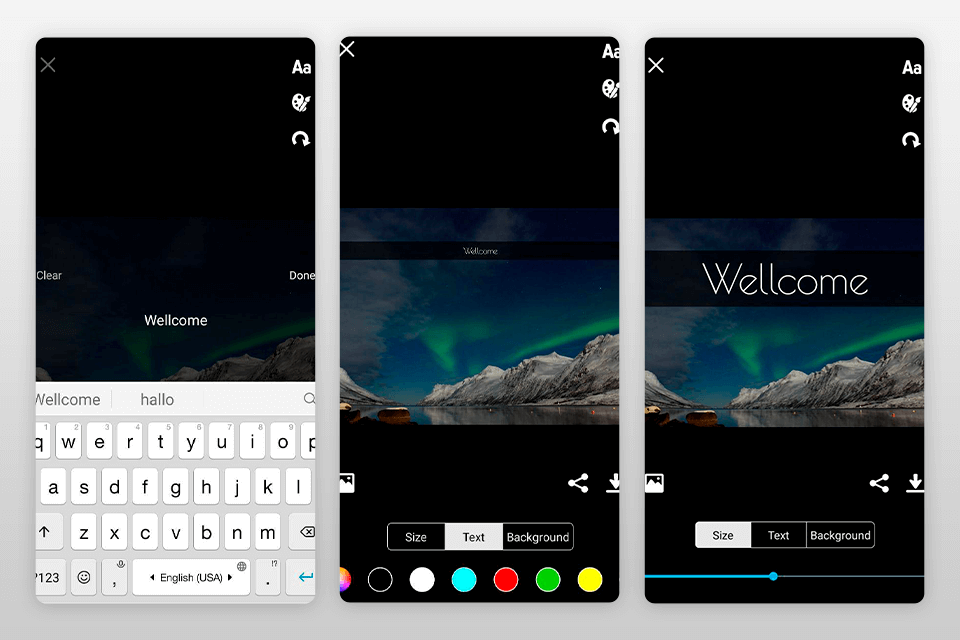 caption it texts on pictures app interface