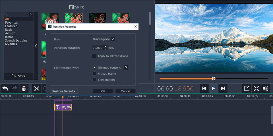 movavi video editor 14 interface