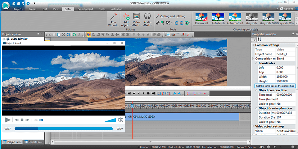 vsdc video editing software no watermark interface