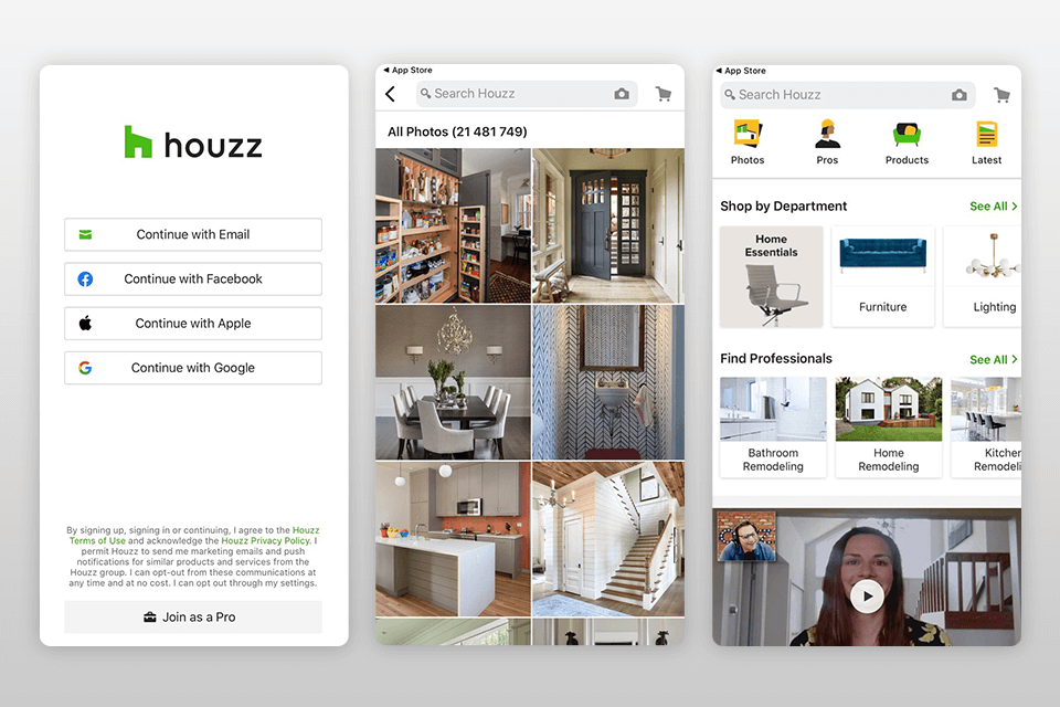 houzz interior design app interface