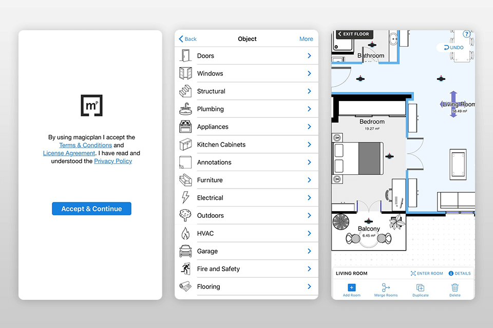 magicplan interior design app interface