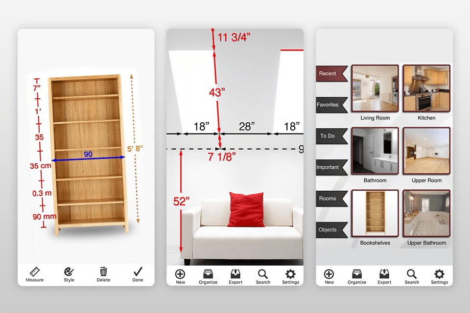 photo measures interior design app interface