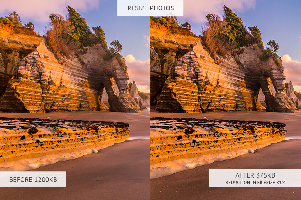 resize photos image optimizer results