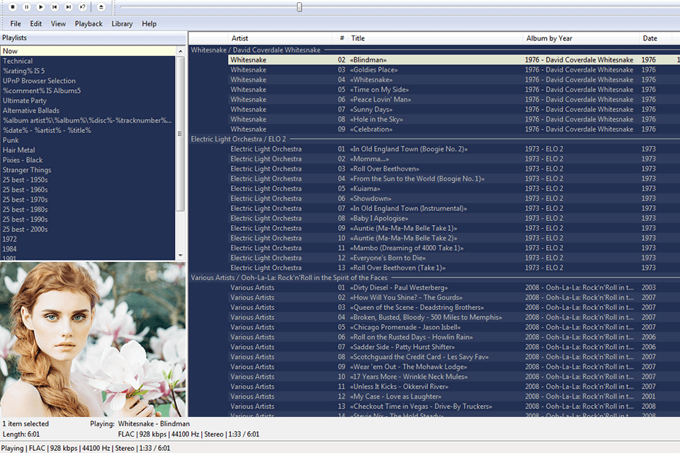 foobar2000 music management software interface