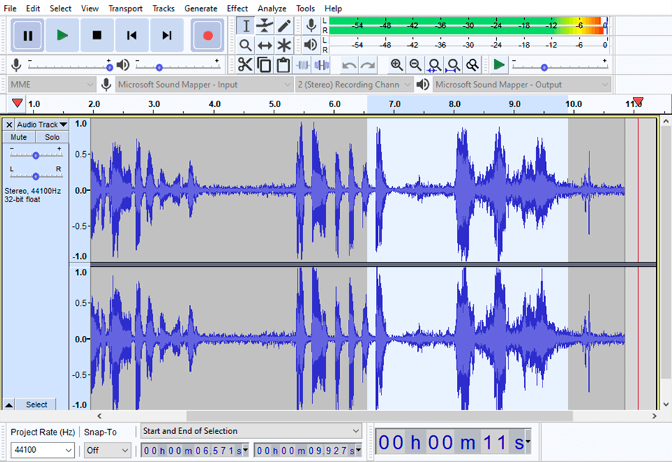audacity free daw software interface