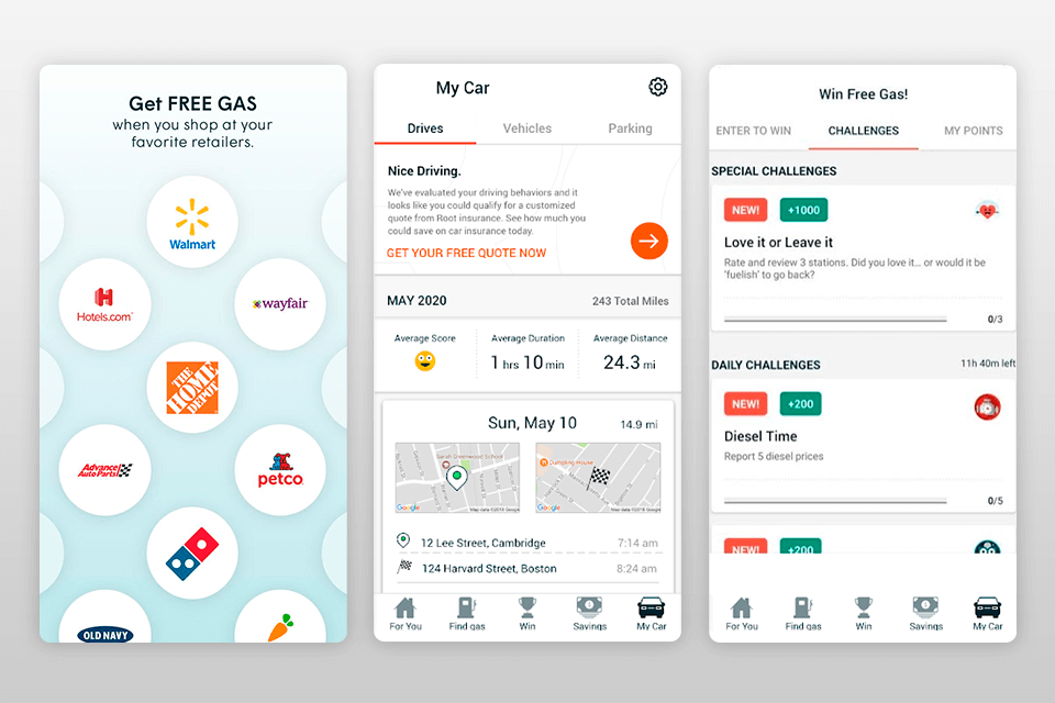 trip planner with gas prices
