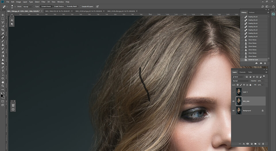 easy way to remove stray hairs in photoshop