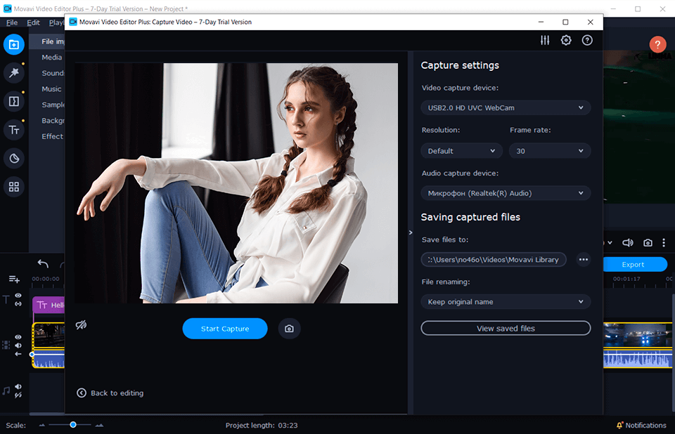 movavi video editor plus camera capture