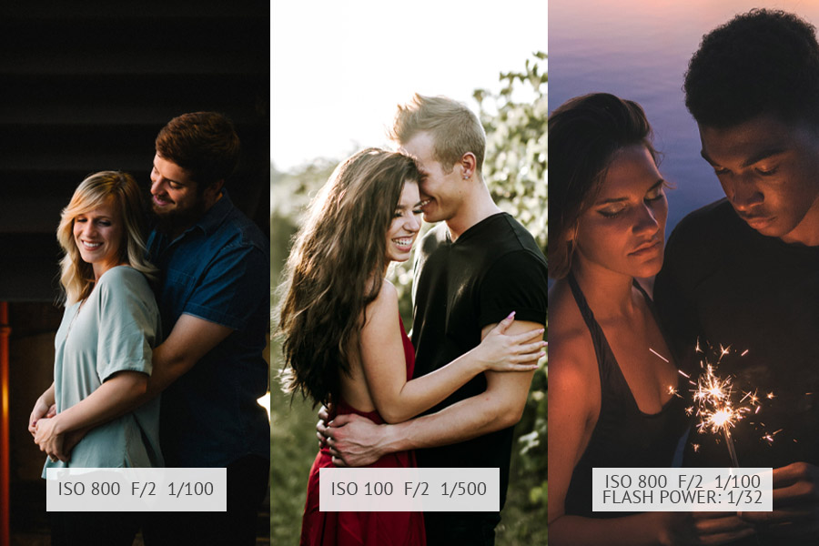 configuración de la cámara para la sesión de fotos de compromiso