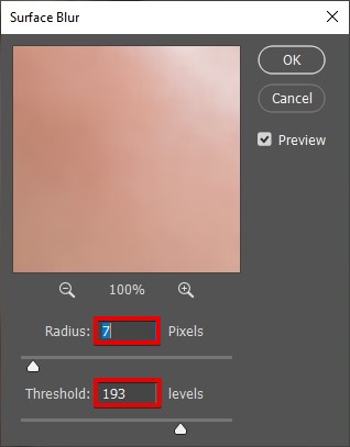 radius slider surface blur