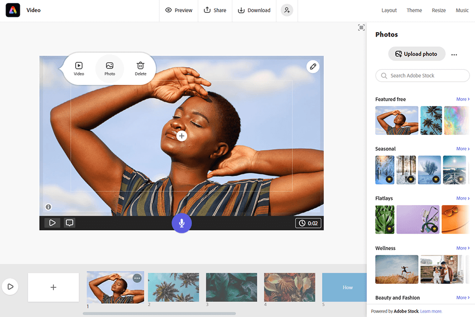 adobe express slideshow maker interface