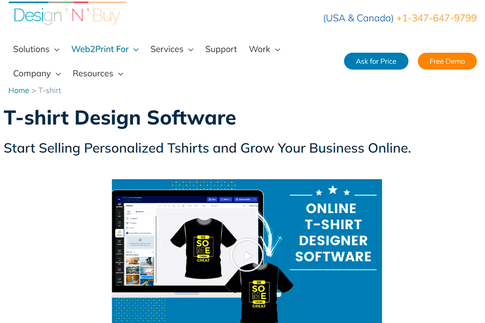 design'n'buy t-shirt design software interface