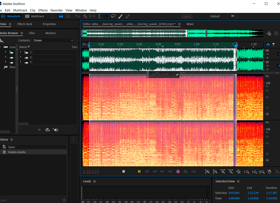 Adobe audition выделить фрагмент