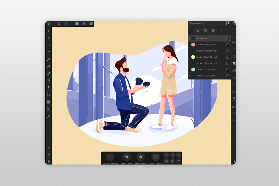 affinity designer drawing app for ipad interface