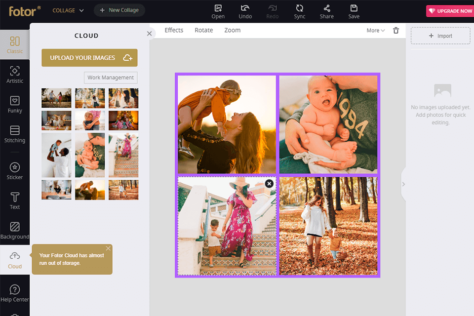 fotor free photo collage maker interface