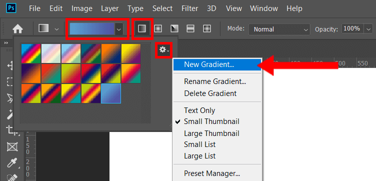 how to make a gradient in photoshop open more gradients