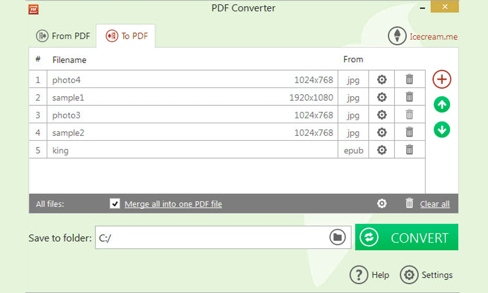 icecream pdf converter interface