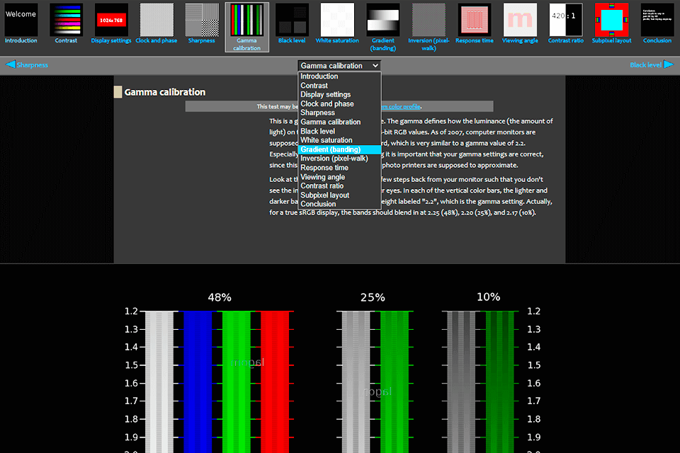 lagom lcd monitor color calibration interface