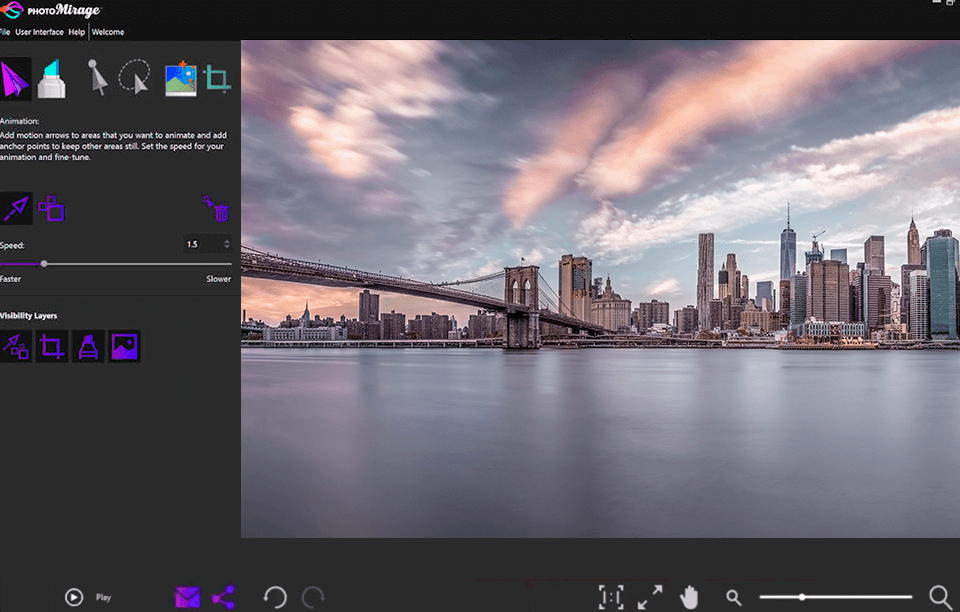 photomirage photo animation software interface