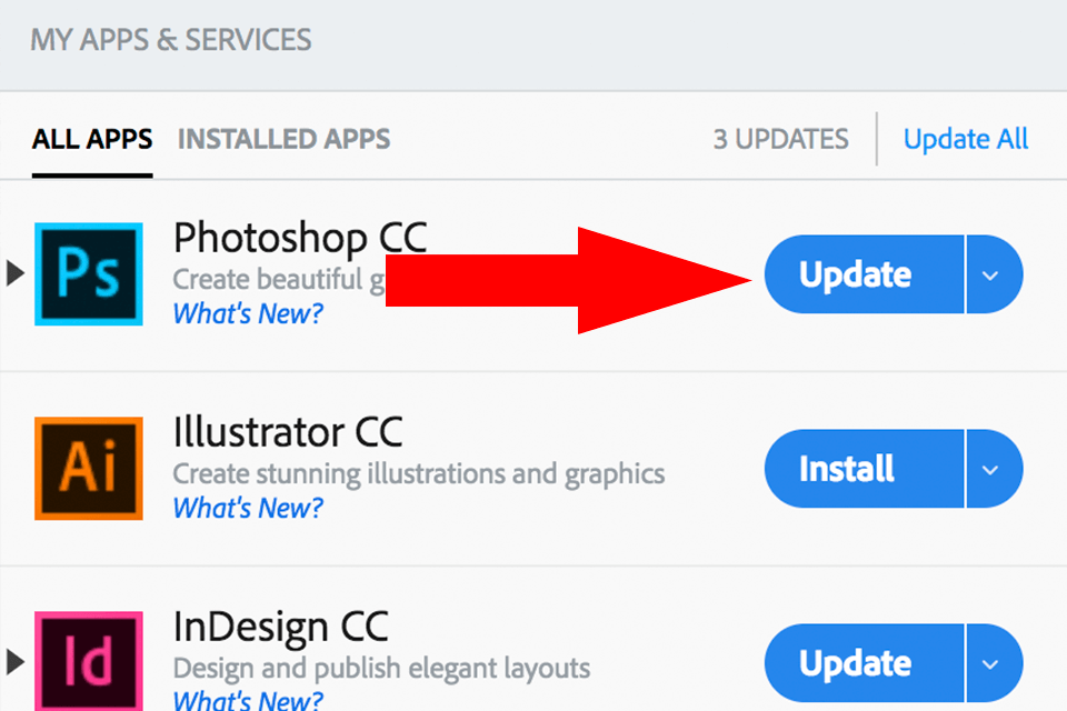 adobe photoshop cc latest update does not download