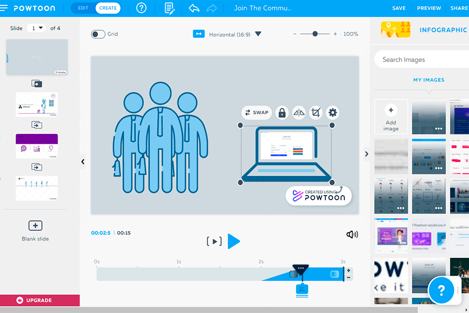 powtoon whiteboard animation software interface