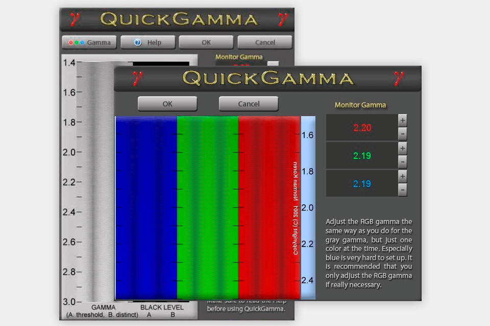 quickgammacolor calibration interface